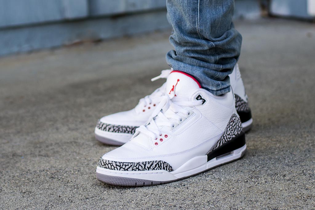 Air Jordan III White Cement On Feet Sneaker Review