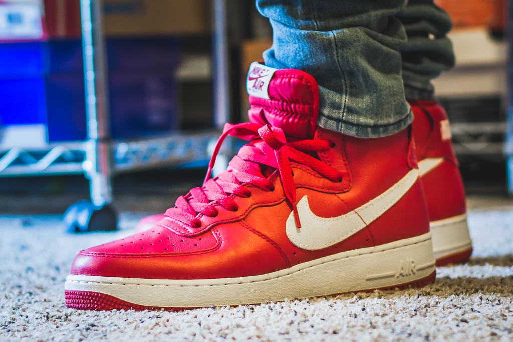 high top air force ones on feet