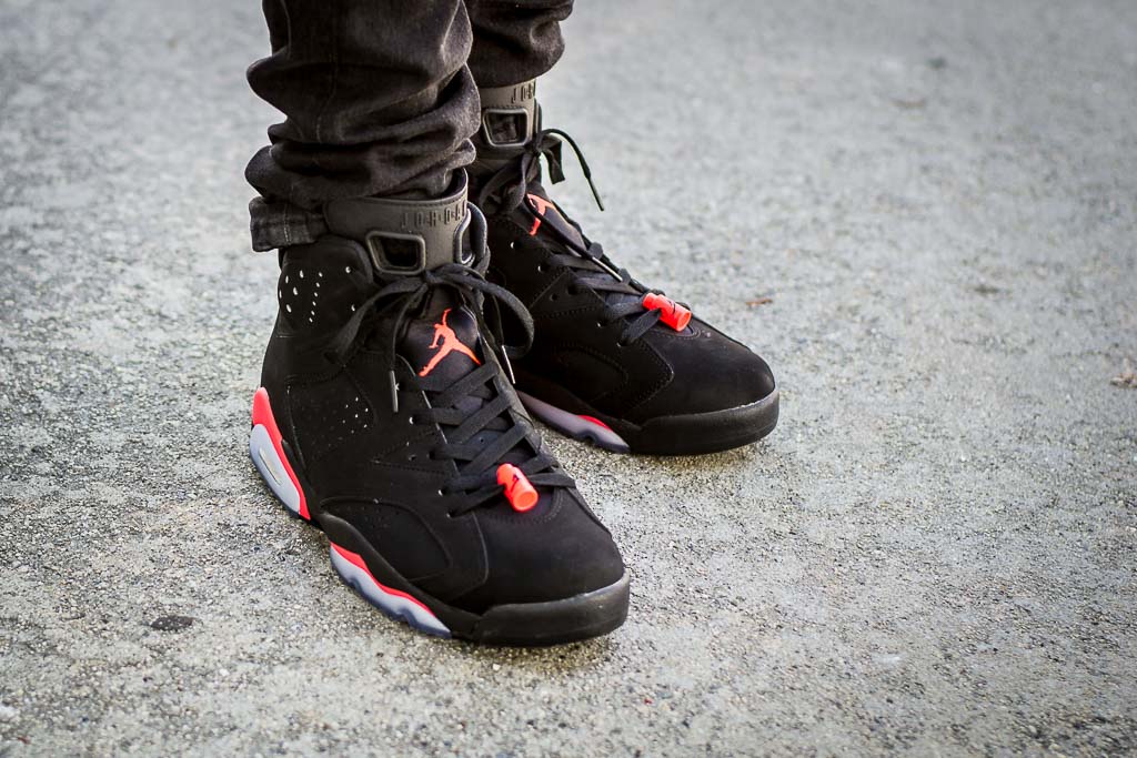 Air Jordan 6 Black Infrared On Feet 