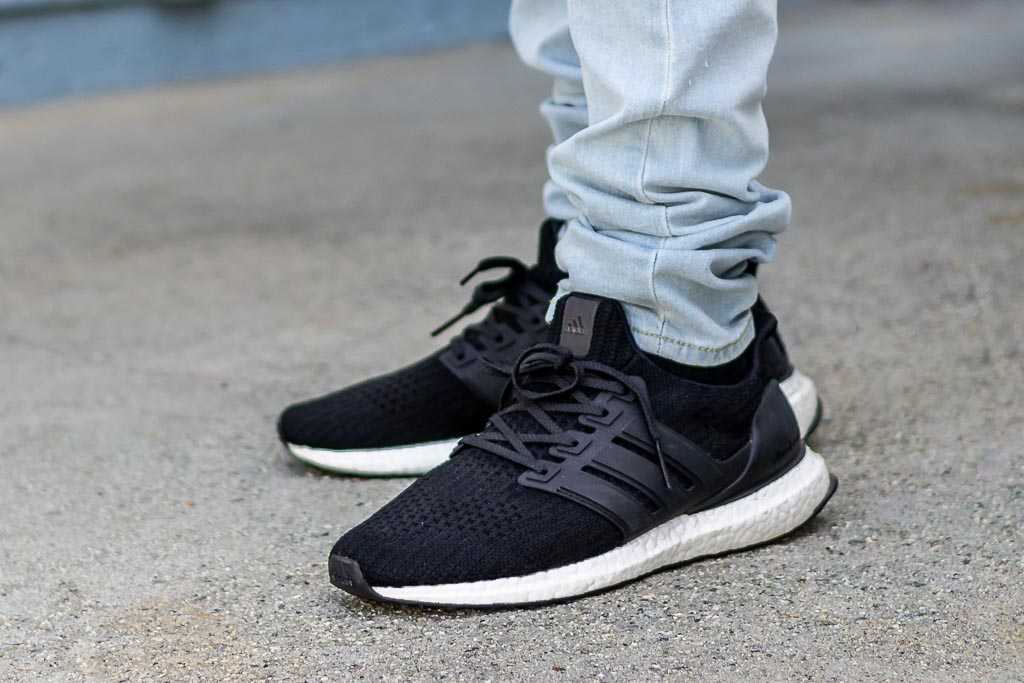 adidas ultra boost all black on feet 