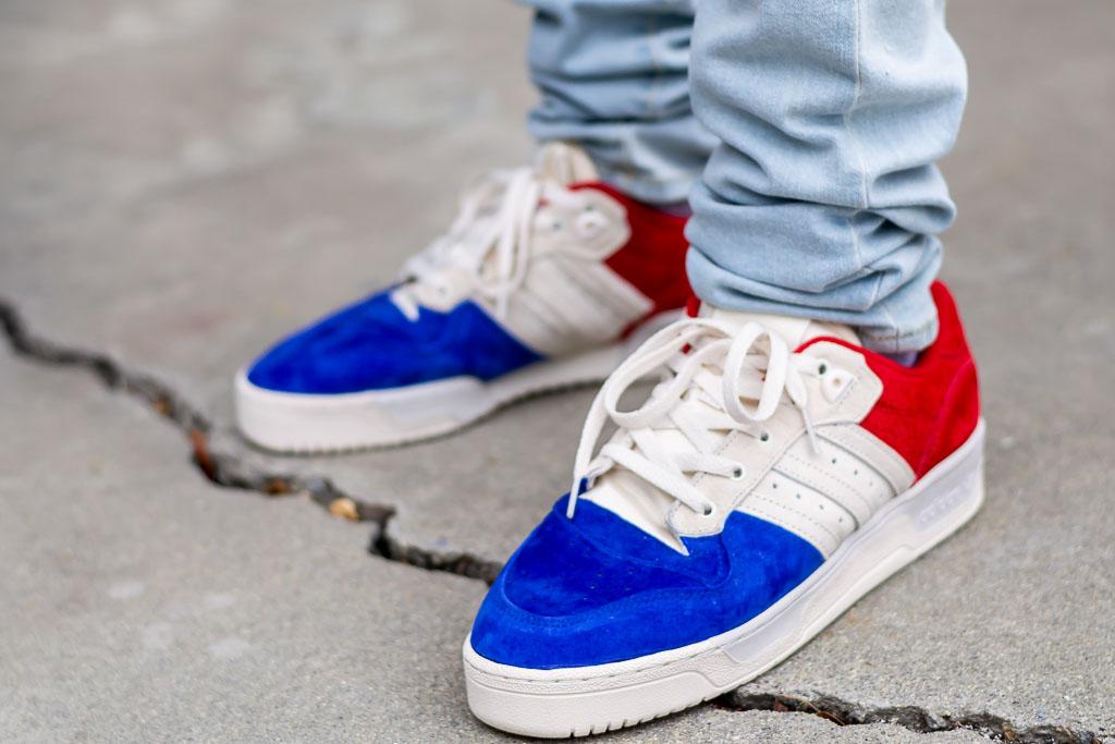 adidas rivalry low white blue red
