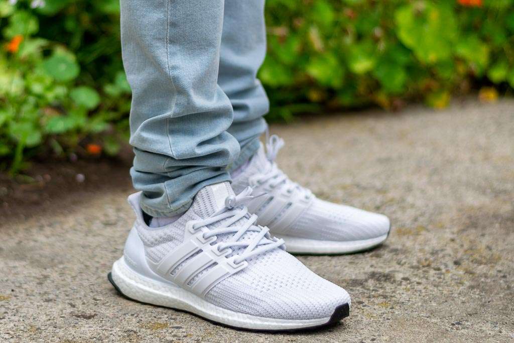 adidas ultra boost all white on feet